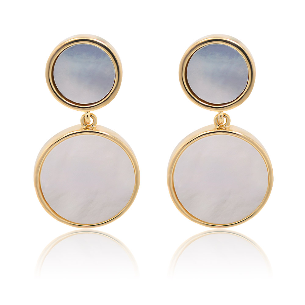 Double Round Shell Disc Earrings